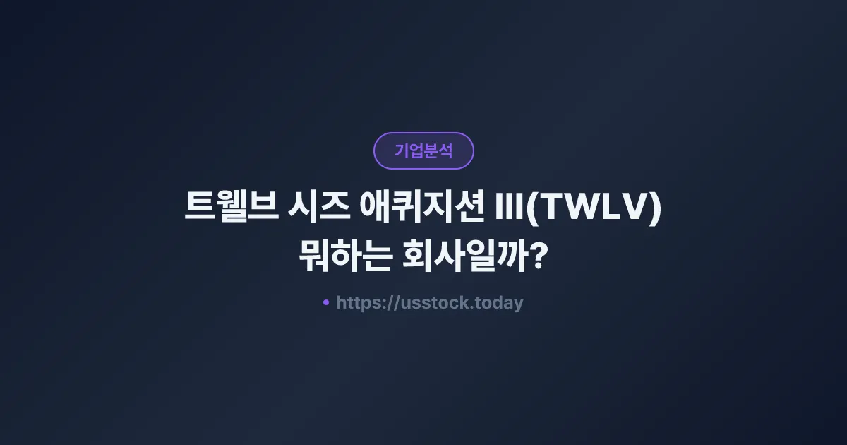 트웰브 시즈 애퀴지션 III(TWLV) 뭐하는 회사일까? - SPAC 합병 전망·시총·관련주 총정리