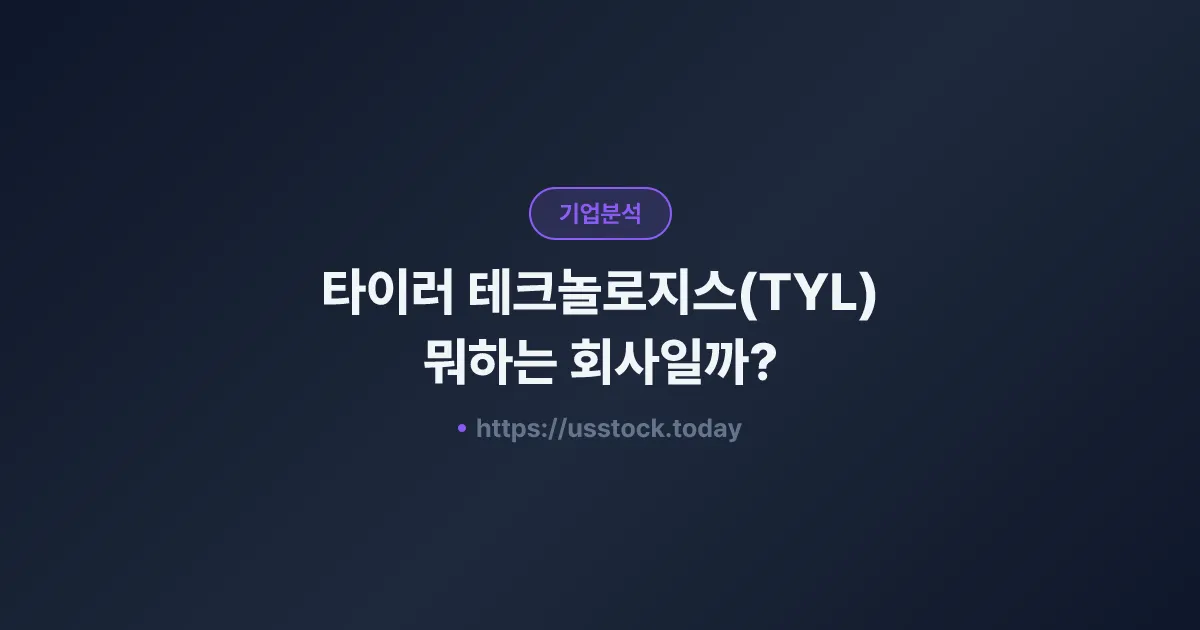 타이러 테크놀로지스(TYL) 뭐하는 회사일까? - 주가 전망·실적·시총·관련주·본사 총정리