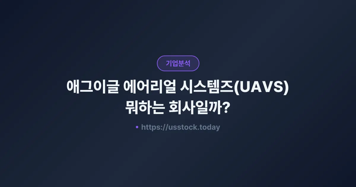 애그이글 에어리얼 시스템즈(UAVS) 뭐하는 회사일까? - 주가 전망·실적·시총·관련주·본사 총정리
