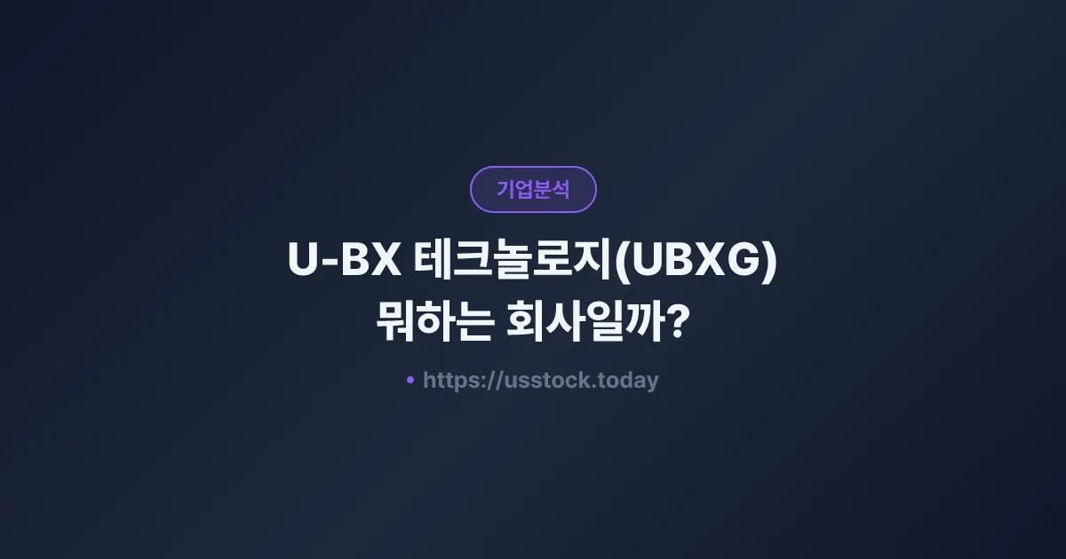 U-BX 테크놀로지(UBXG) 뭐하는 회사일까? - 주가 전망·실적·시총·관련주·본사 총정리