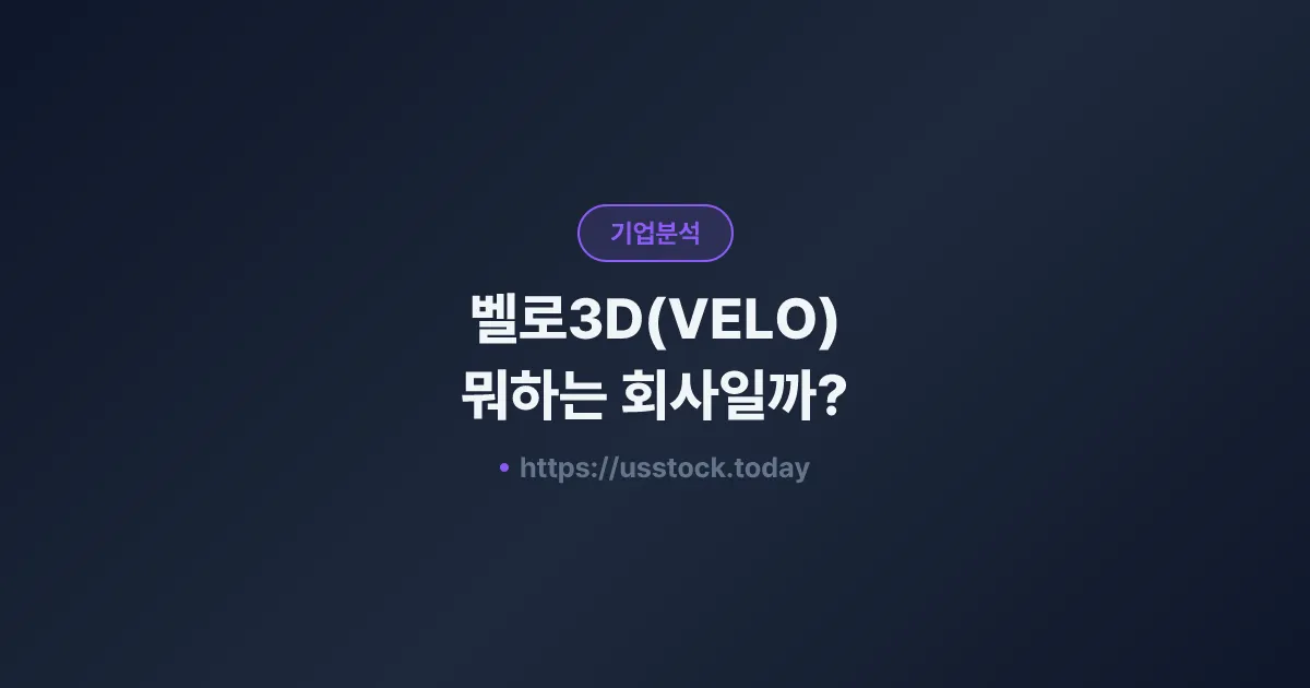 벨로3D(VELO) 뭐하는 회사일까? - 주가 전망·실적·시총·관련주·본사 총정리