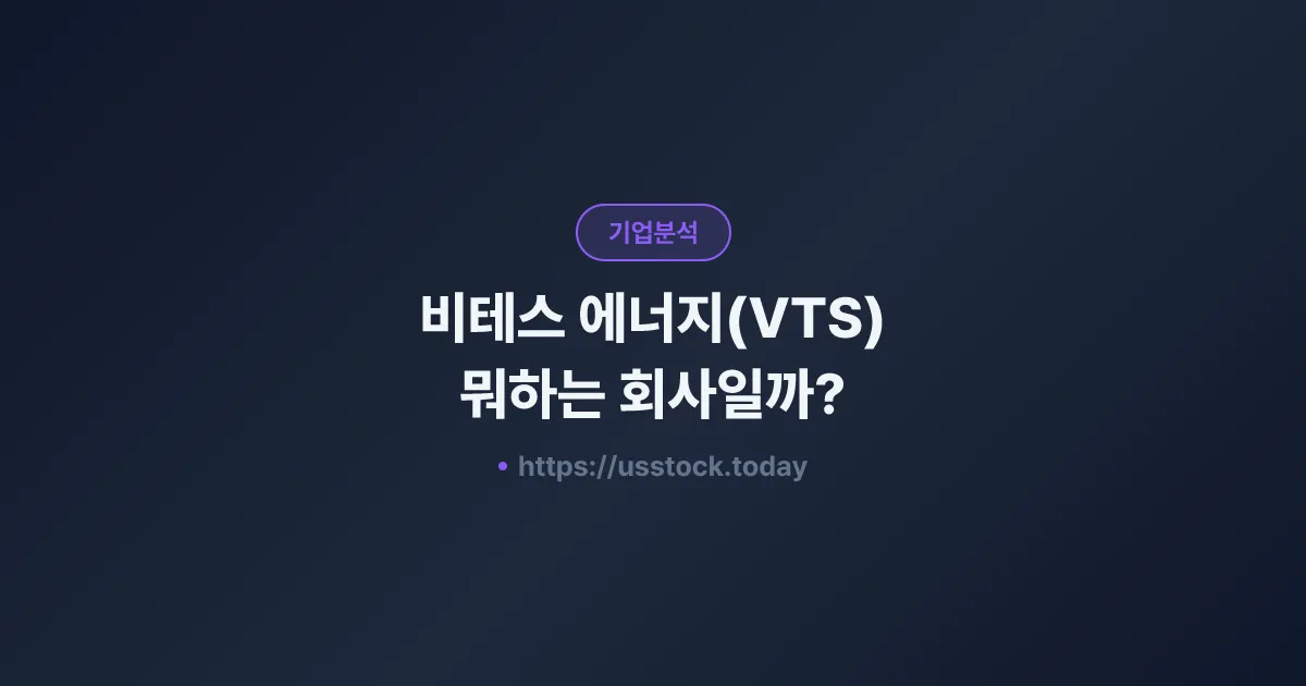 비테스 에너지(VTS) 뭐하는 회사일까? - 주가 전망·실적·시총·관련주·본사 총정리