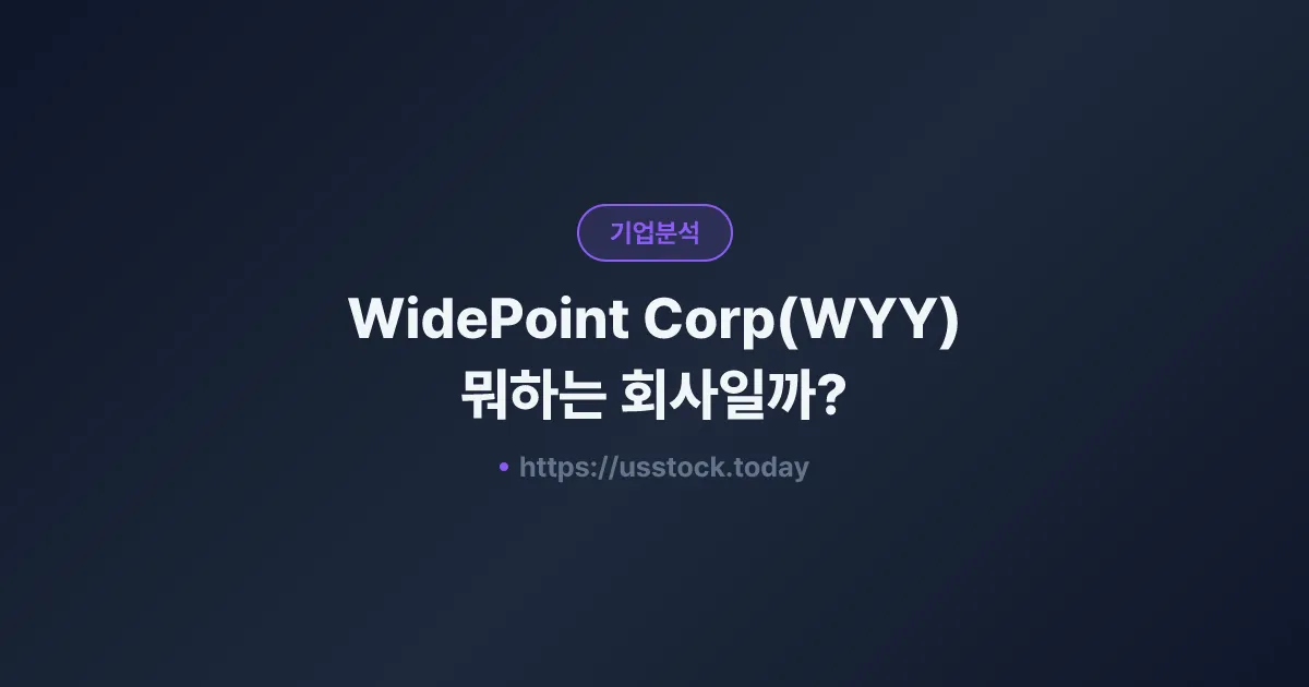 WidePoint Corp(WYY) 뭐하는 회사일까? - 주가 전망·실적·시총·관련주·본사 총정리