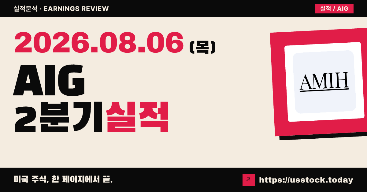 아메리칸 인터내셔널 그룹($AIG) 2026년 2분기 실적 분석 — 조정 주당순이익 예상 상회, 시간외 보합