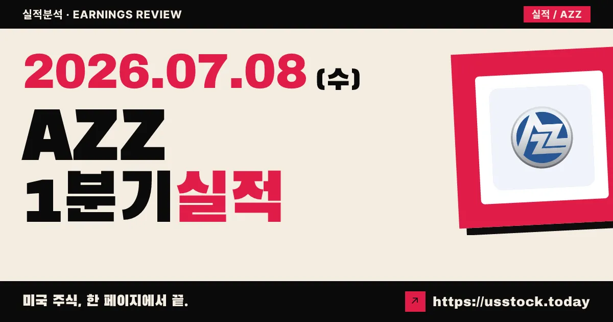 아지즈($AZZ) 2027 회계연도 1분기 실적 분석 — 매출·조정 EPS 동시 예상 상회, 연간 가이던스 상향