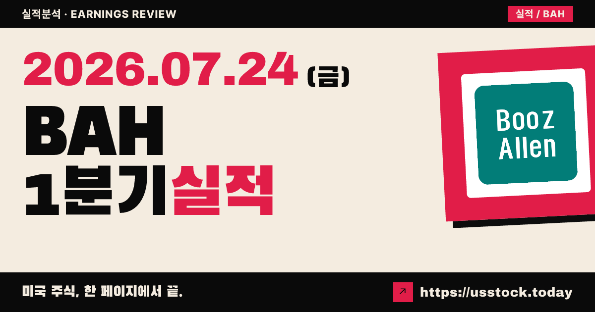 부즈 앨런 해밀턴($BAH) 2027 회계연도 1분기 실적 분석 — 매출은 예상 하회, 이익은 큰 폭 상회(Beat)