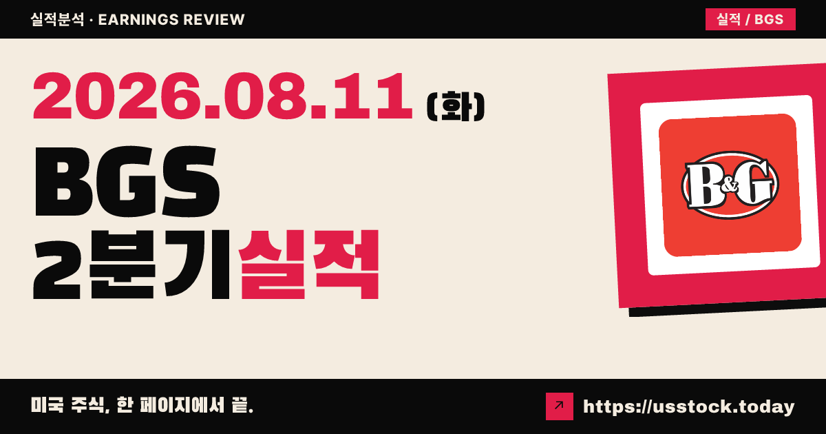 비앤지푸드즈($BGS) 2026년 2분기 실적 분석 — 조정 주당순이익 예상 부합·매출 하회, 연간 가이던스 유지