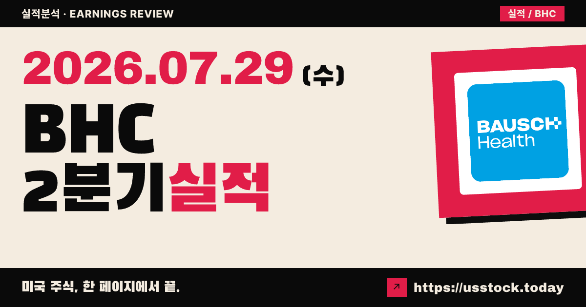 바슈 헬스($BHC) 2026년 2분기 실적 분석 — 조정 주당순이익·매출 동반 예상 상회, 연간 가이던스 상향