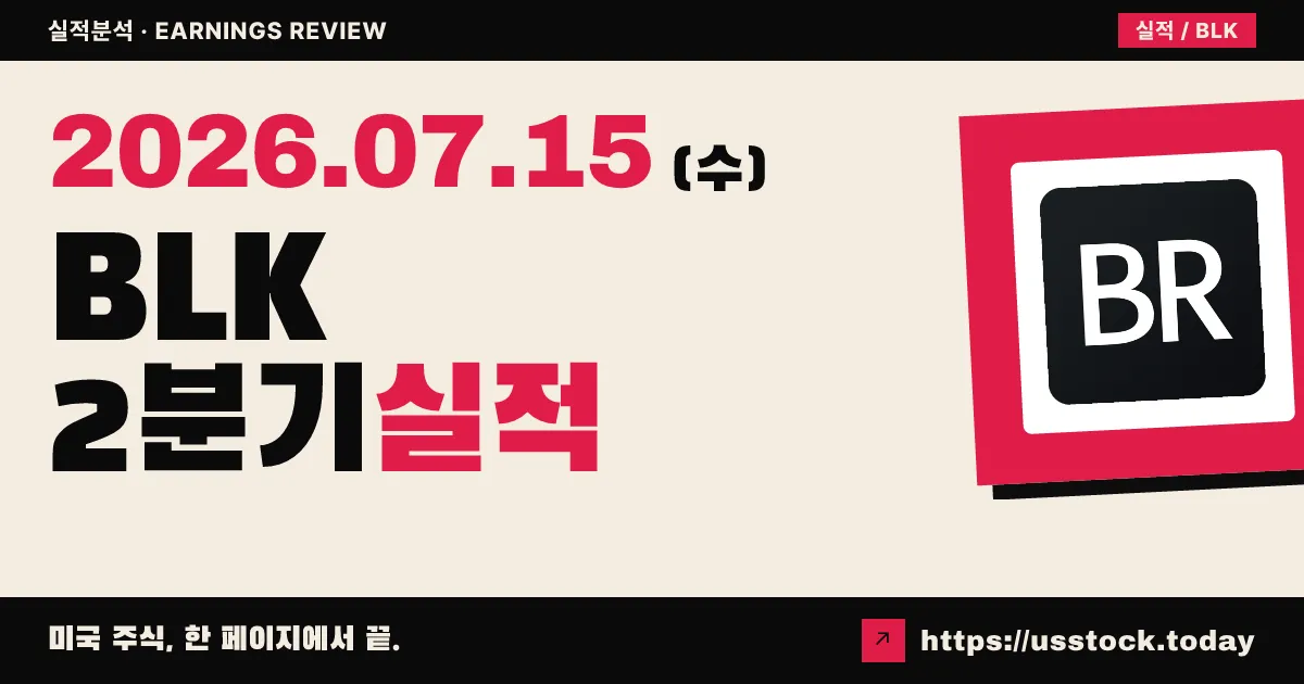 블랙록($BLK) 2026년 2분기 실적 분석 — 예상 대폭 상회, 운용자산 15.3조 달러 신기록·프리마켓 +3%