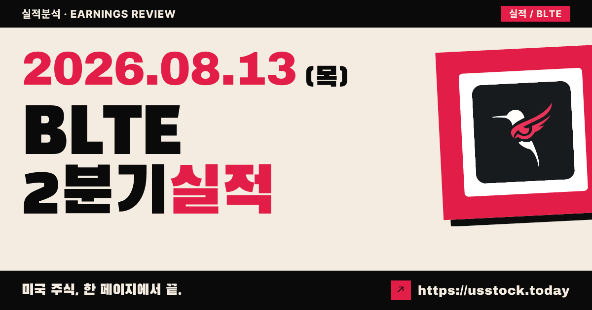 벨라이트 바이오($BLTE) 2026년 2분기 실적 분석 — 조정 주당순이익 예상 상회에도 주가 약세
