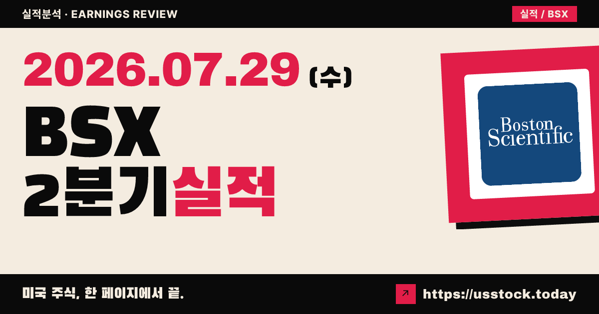 보스턴 사이언티픽($BSX) 2026년 2분기 실적 분석 — 조정 주당순이익·매출 모두 예상 상회, 연간 가이던스 하향