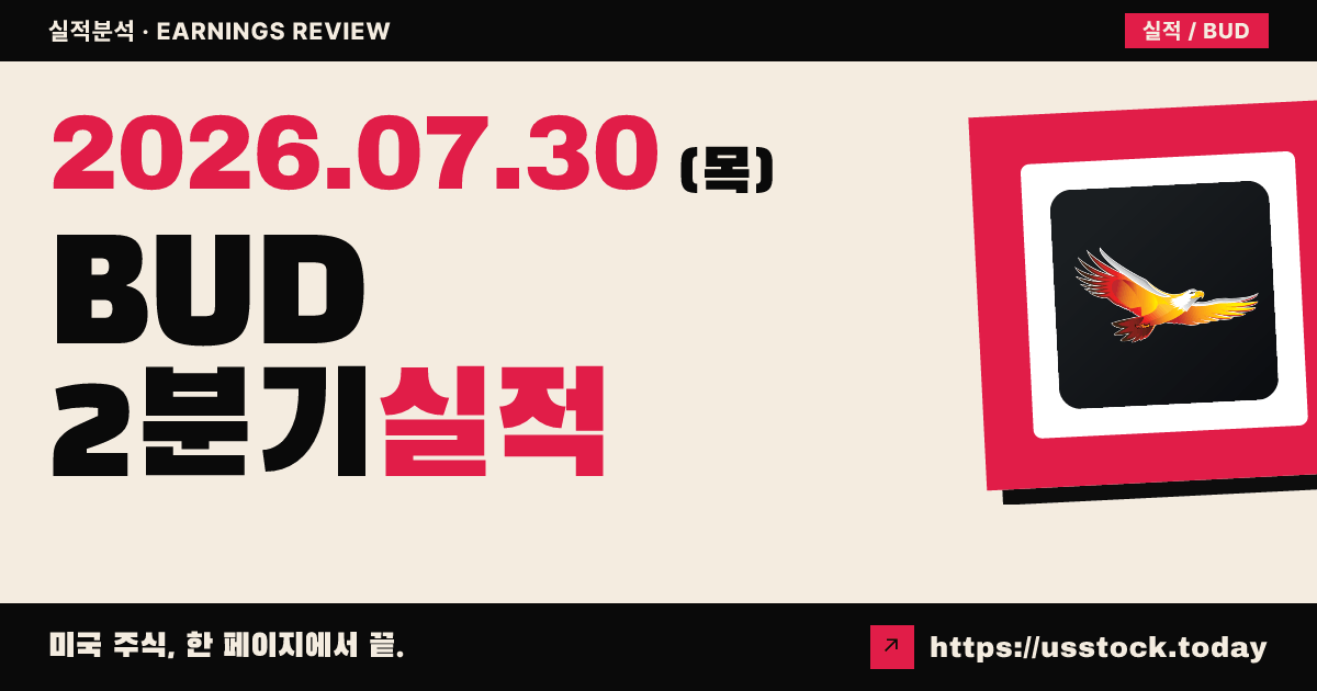 안헤우스 부시 인트베브($BUD) 2026년 2분기 실적 분석 — 조정 이익·매출 모두 예상 상회, 가이던스 유지에도 시간외 약세
