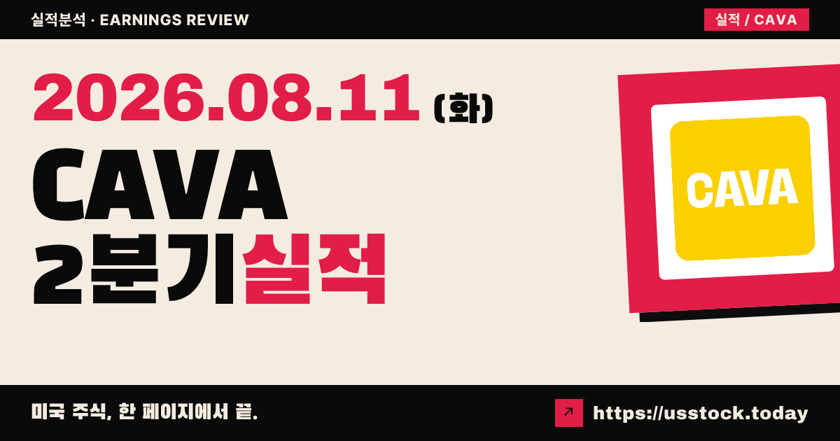 카바그룹($CAVA) 2026년 2분기 실적 분석 — 매출 예상 상회·동일매장 9% 성장, 연간 가이던스 유지
