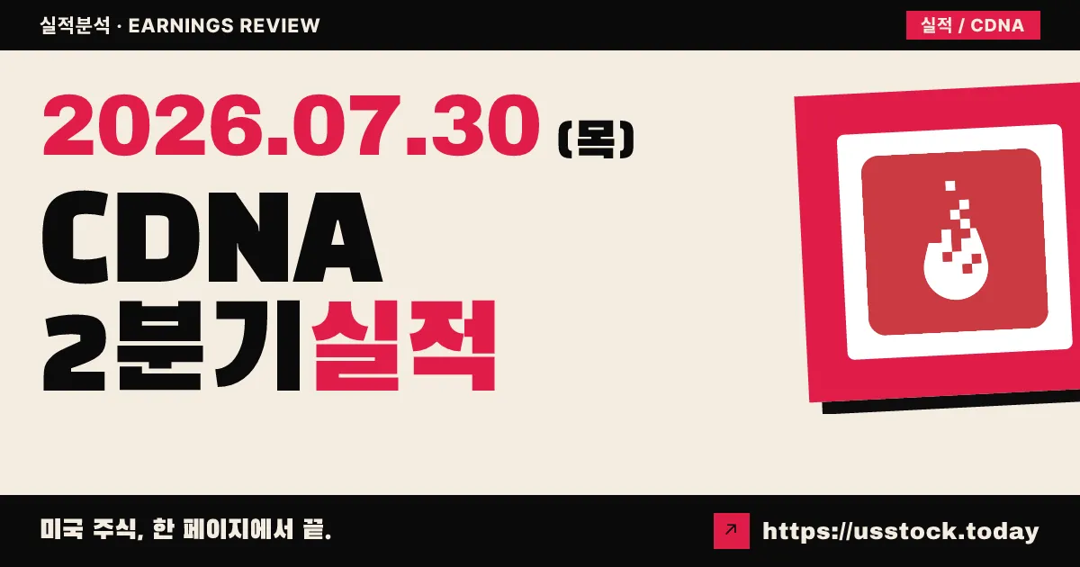 케어덱스($CDNA) 2026년 2분기 실적 분석 — 매출·조정 주당순이익 모두 상회, 연간 가이던스 대폭 상향