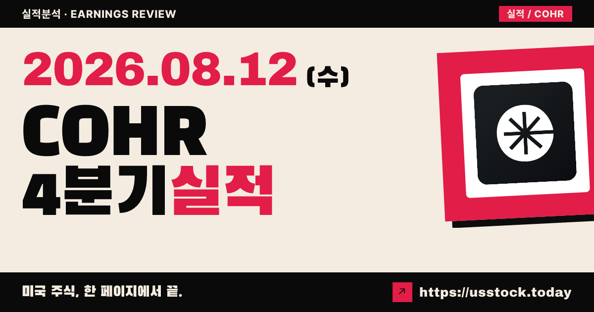 코히런트($COHR) 2026회계연도 4분기 실적 분석 — 조정 이익·매출 예상 상회, 시간외 약세