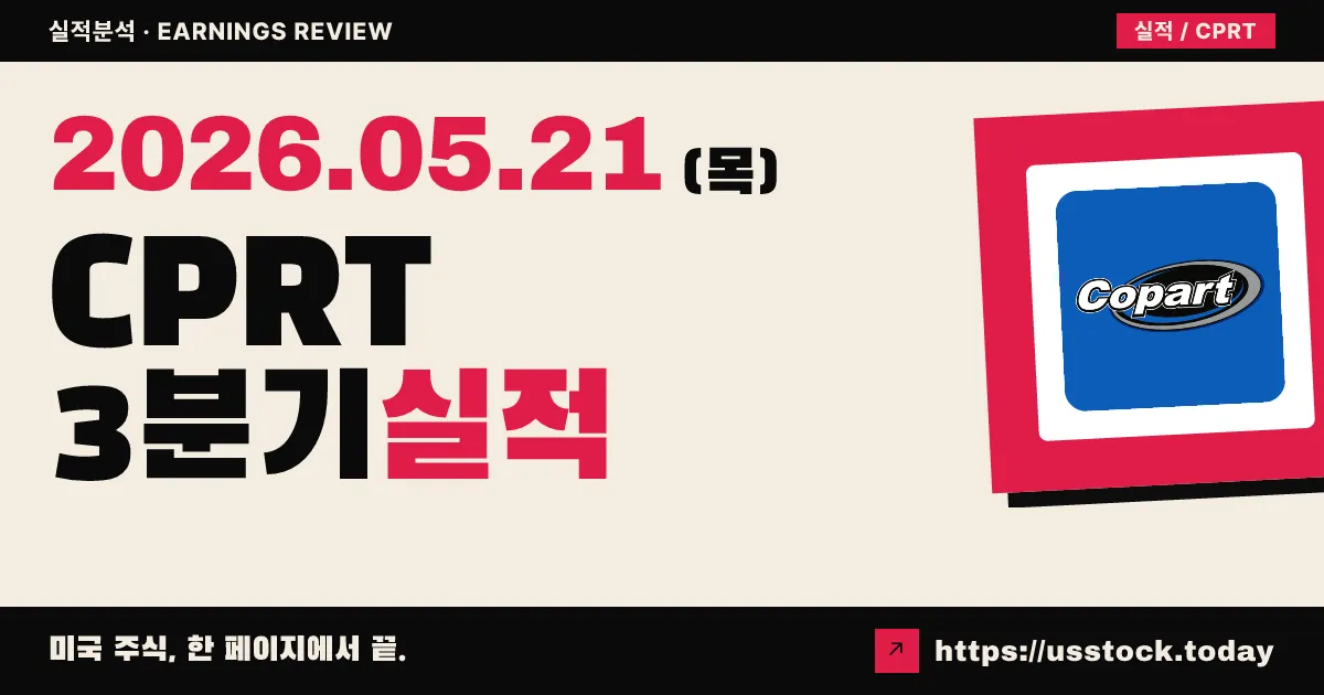 코파트(CPRT) 2026년 회계연도 3분기 실적 분석 — EPS 컨센서스 상회, 차량 판매 매출은 부진