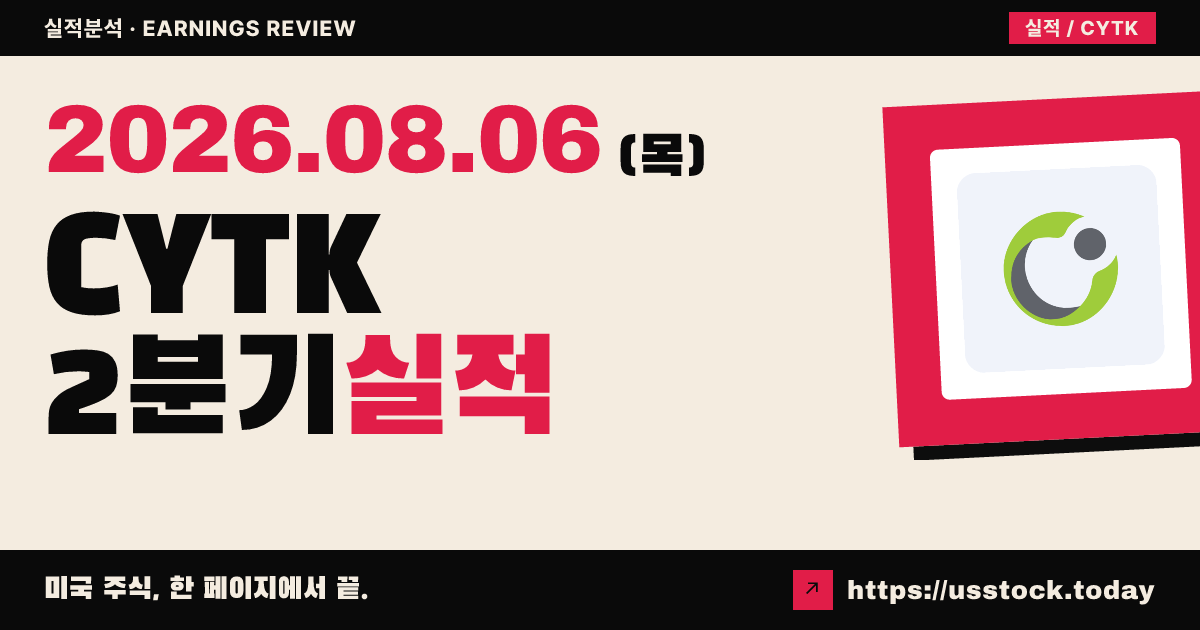 사이토키나티즈($CYTK) 2026년 2분기 실적 분석 — 매출 예상 대폭 상회·제품 출시 모멘텀, 비용 가이던스 상향에 시간외 약세