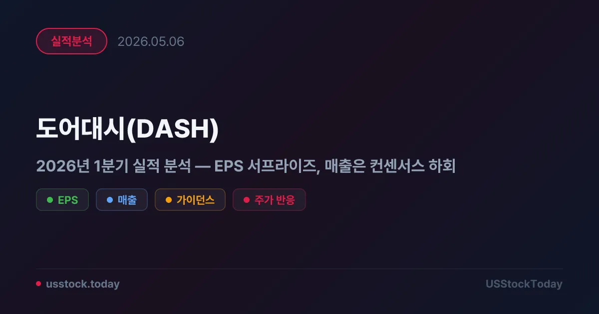 도어대시(DASH) 2026년 1분기 실적 분석 — EPS 서프라이즈, 매출은 컨센서스 하회
