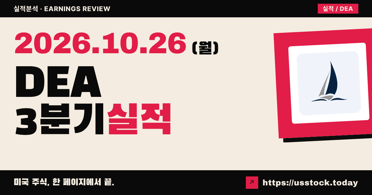 이스털리 거버먼트 프로퍼티즈($DEA) 2026년 3분기 실적 분석: 매출 상회 · 올해 핵심 FFO 가이던스 하단 상향