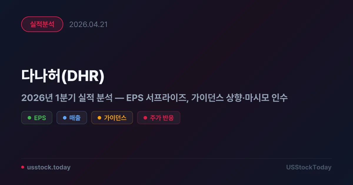 다나허(DHR) 2026년 1분기 실적 분석 — EPS 서프라이즈, 가이던스 상향·마시모 인수