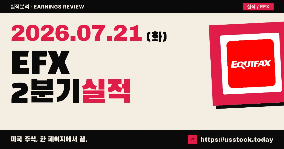 이퀴팩스($EFX) 2026년 2분기 실적 분석 — EPS·매출 호조에도 가이던스 실망에 당일 두 자릿수 급락