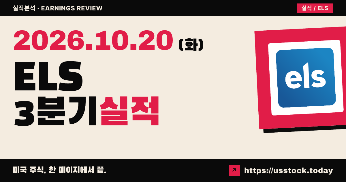 에쿼티 라이프스타일 프로퍼티즈($ELS) 2026년 3분기 실적 분석: 매출 예상 상회 · 일회성 세금 탓 주당순이익 감소