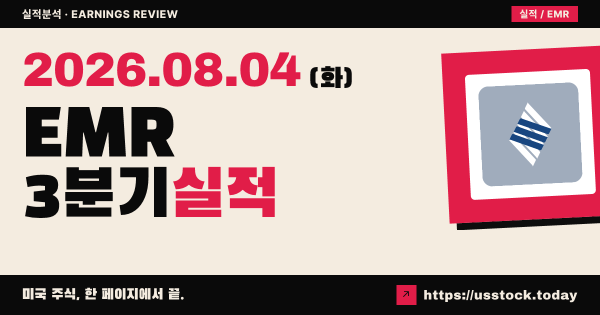 에머슨 일렉트릭($EMR) 2026년 3분기 실적 분석 — 조정 이피에스·매출 예상 상회, 연간 전망 상향에도 시간외 약세
