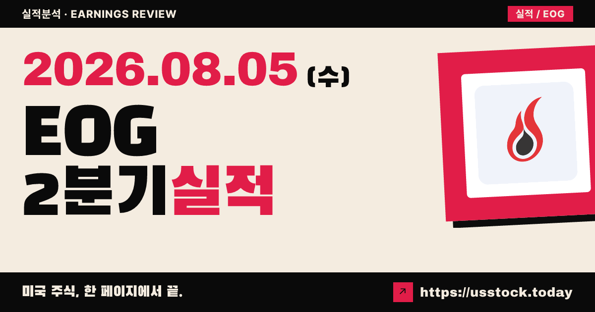 이오지 리소스즈($EOG) 2026년 2분기 실적 분석 — 조정 주당순이익·매출 모두 예상 상회, 시간외 보합