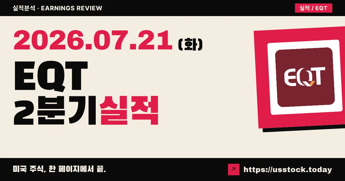 이큐티($EQT) 2026년 2분기 실적 분석 — 조정 주당순이익·매출은 예상 소폭 하회, 생산량 최고치·연간 가이던스 상향