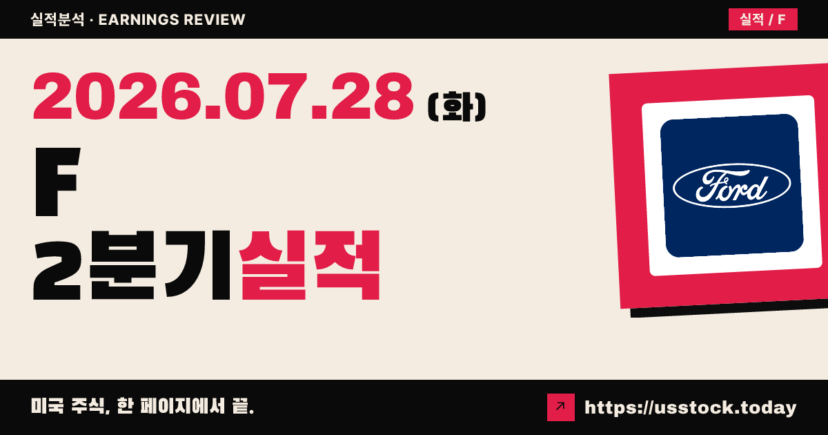 포드오토모빌($F) 2026년 2분기 실적 분석 — 이익 서프라이즈·연간 가이던스 상향, 시간외 급등