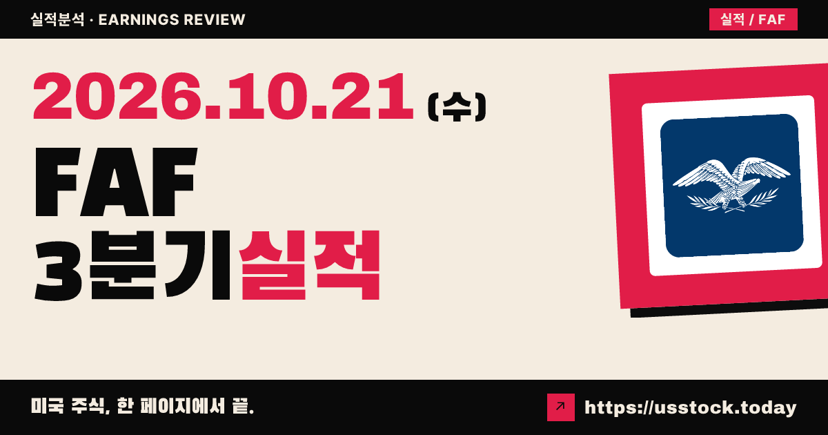 퍼스트아메리칸 파이낸셜($FAF) 2026년 3분기 실적 분석: 매출·주당순이익 모두 예상 하회