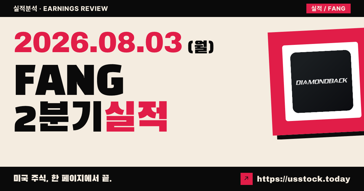 다이아몬드백 에너지($FANG) 2026년 2분기 실적 분석 — 조정 주당순이익·매출 모두 예상 상회, 연간 생산 가이던스 상향