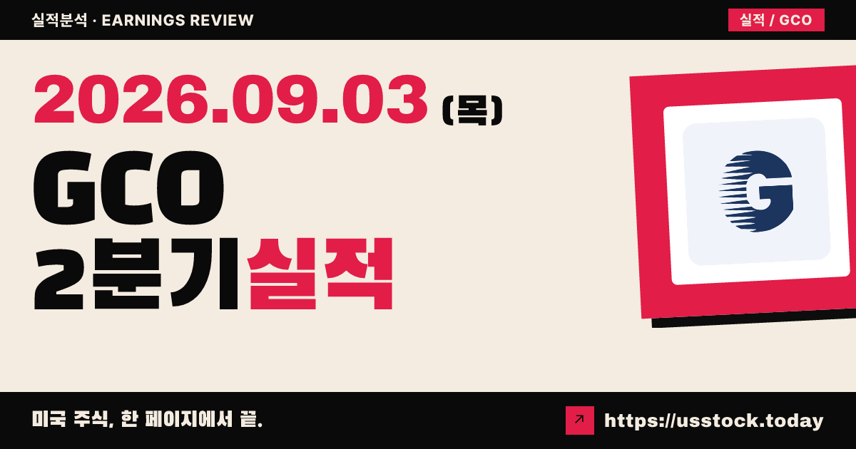 지네스코($GCO) 2027회계연도 2분기 실적 분석 · 조정 적자 축소, 연간 이익 전망 상향