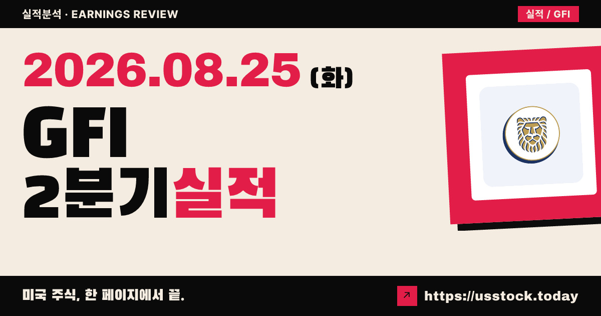 골드필드즈($GFI) 2026년 2분기 실적 분석 — 헤드라인 EPS 예상 상회·연간 전망 유지