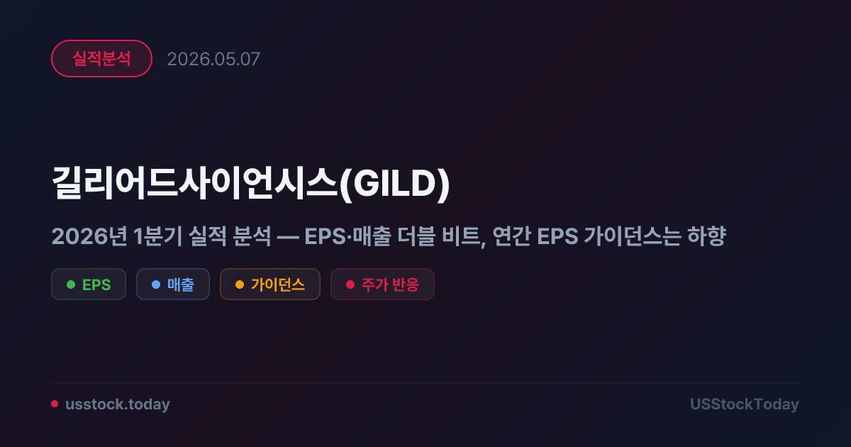 길리어드사이언시스(GILD) 2026년 1분기 실적 분석 — EPS·매출 더블 비트, 연간 EPS 가이던스는 하향