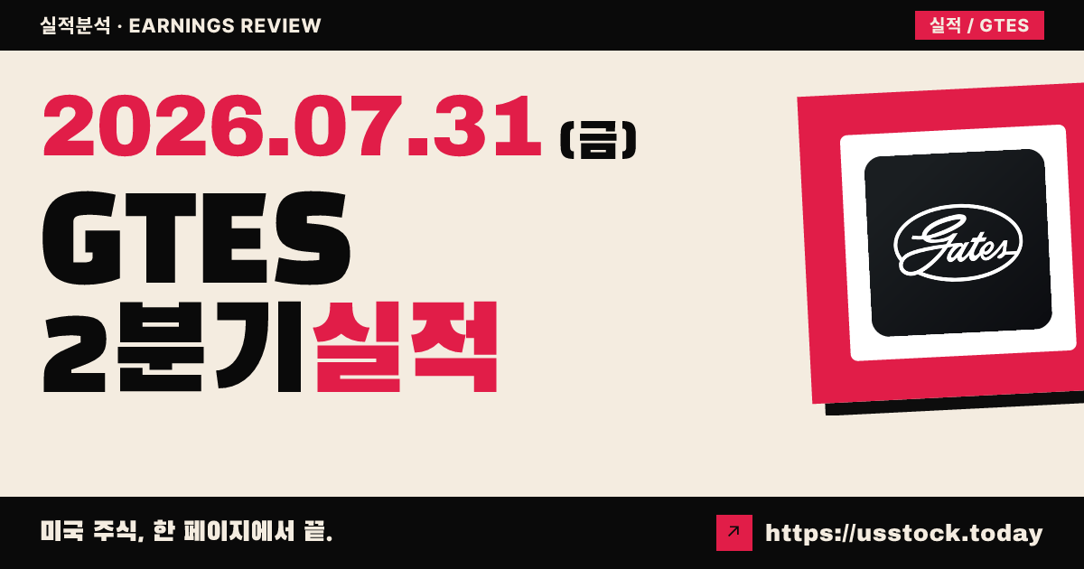 게이트즈 인디스트리얼즈($GTES) 2026년 2분기 실적 분석 — 조정 주당순이익·매출 모두 예상 상회, 연간 가이던스 상향