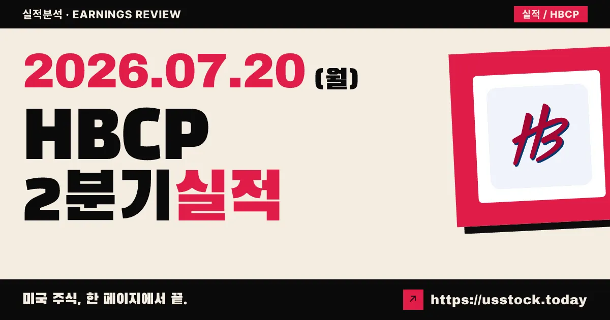 홈뱅코프($HBCP) 2026년 2분기 실적 분석 — 주당순이익 1.48달러·순이자마진 4.24%로 개선, 배당 3% 인상
