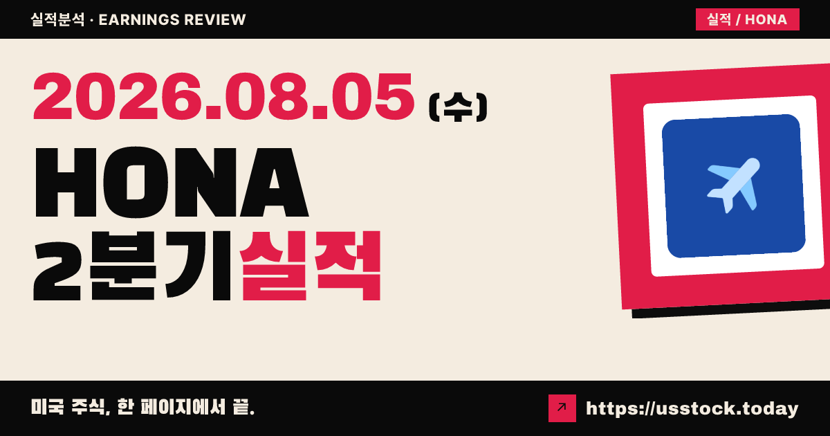 하니웰 에어로스페이스($HONA) 2026년 2분기 실적 분석 — 단독 수치 미확정·시간외 소폭 상승
