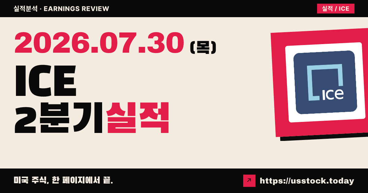 인터컨티넨탈 익스체인지($ICE) 2026년 2분기 실적 분석 — 조정 주당순이익·매출 모두 예상 상회, 시간외 소폭 상승