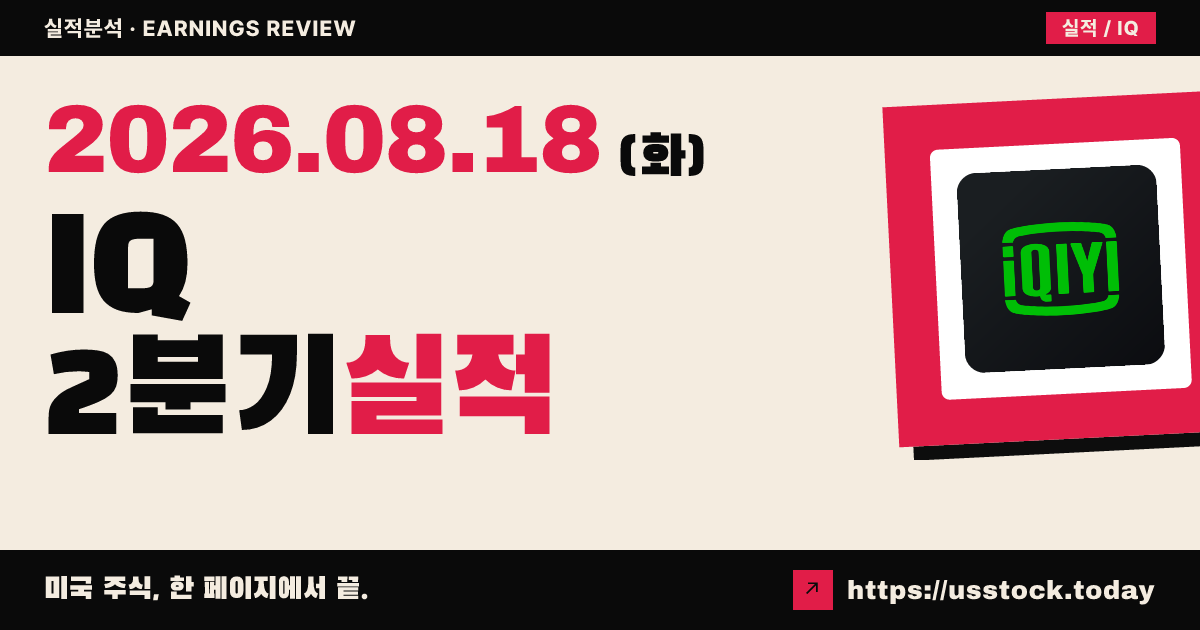 아이큐이($IQ) 2026년 2분기 실적 분석 — 조정 손실은 예상 상회, 매출 감소에 시간외 약세