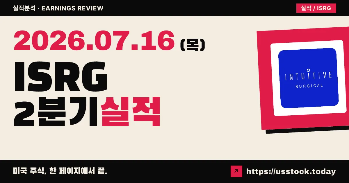 인튜이티브 서지컬($ISRG) 2026년 2분기 실적 분석 — 매출·이익 모두 상회했지만 시술 성장 전망 동결에 시간외 급락