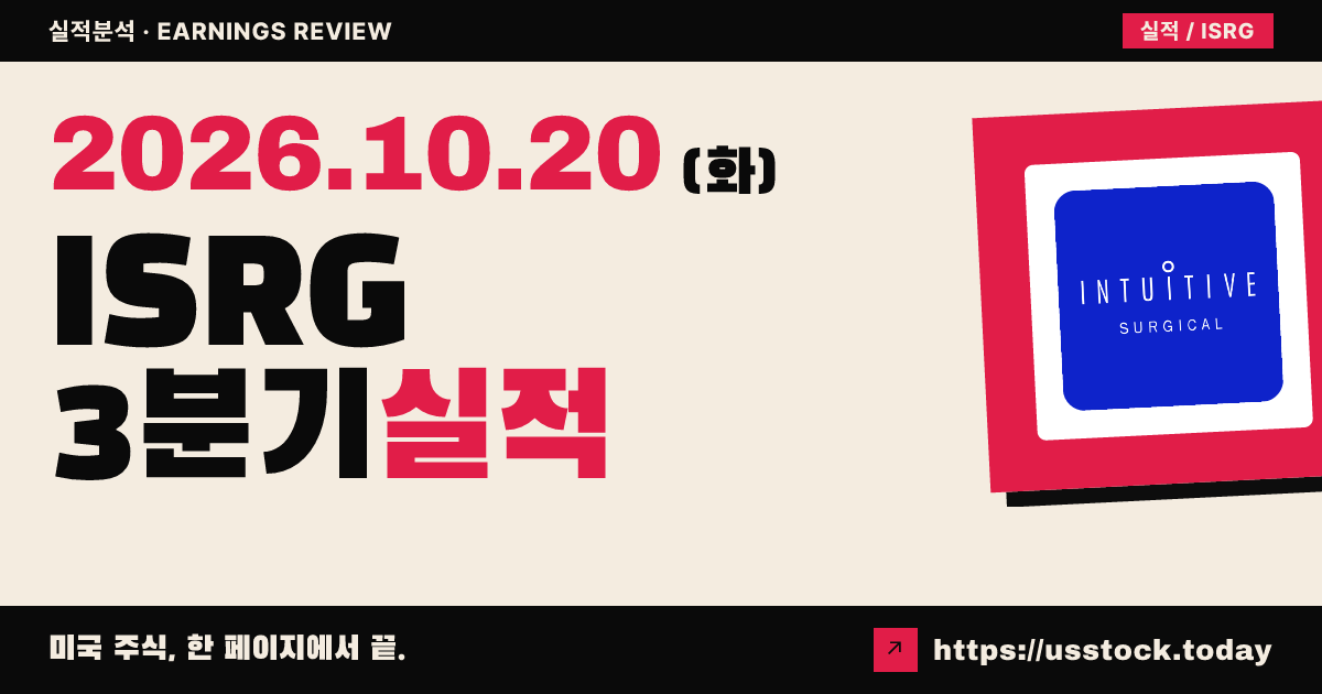 인튜이티브 서지컬($ISRG) 2026년 3분기 실적 분석: 매출·조정 주당순이익 상회 · 시간외 하락
