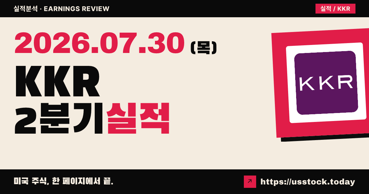 KKR앤코($KKR) 2026년 2분기 실적 분석 — 조정 주당순이익 기록·예상 상회, 시간외는 소폭 약세