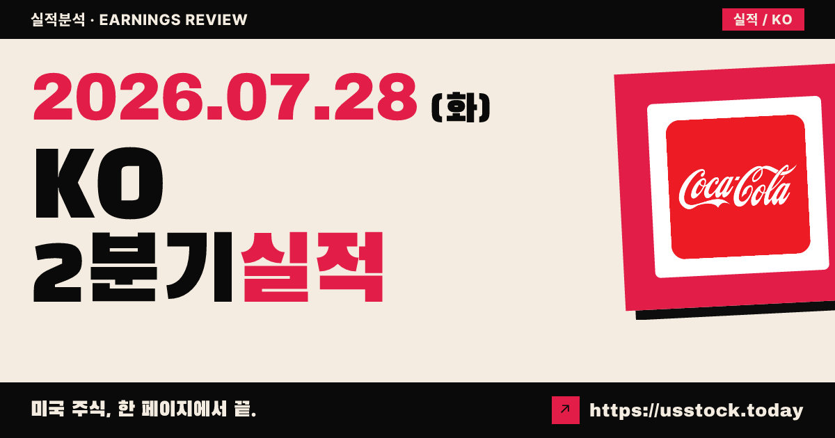 코카콜라($KO) 2026년 2분기 실적 분석 — 매출·이익 모두 예상 상회, 연간 가이던스 상향
