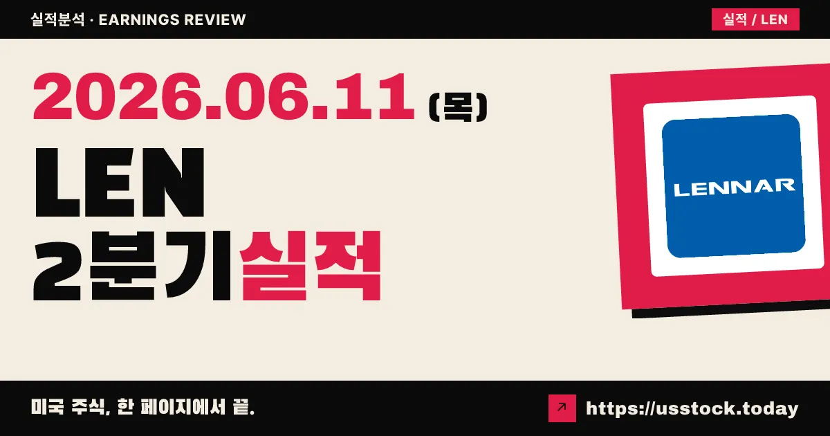 레나(LEN) 2026년 2분기 실적 분석 — EPS는 소폭 Beat, 매출총이익률 15.6%로 마진 급락