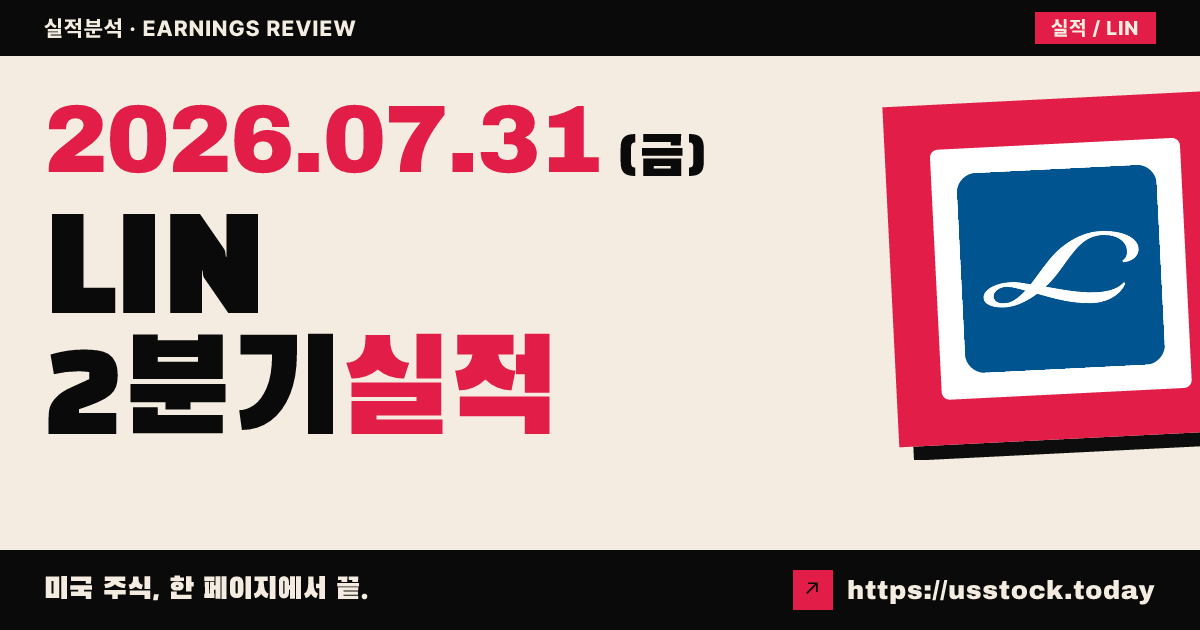 린데($LIN) 2026년 2분기 실적 분석 — 조정 주당순이익 소폭 상회에도 시간외 약세