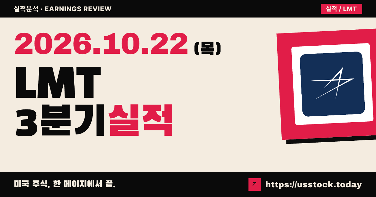 록히드마틴($LMT) 2026회계연도 3분기 실적 분석: 매출·주당순이익 예상 상회, 가이던스 상향