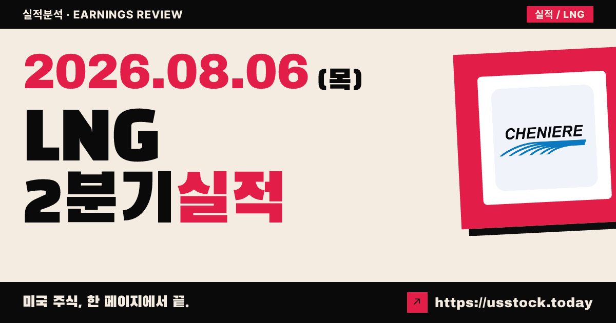 체니에르 에너지($LNG) 2026년 2분기 실적 분석 — 매출 대폭 상회·연간 가이던스 상향, 조정 주당이익은 예상 하회