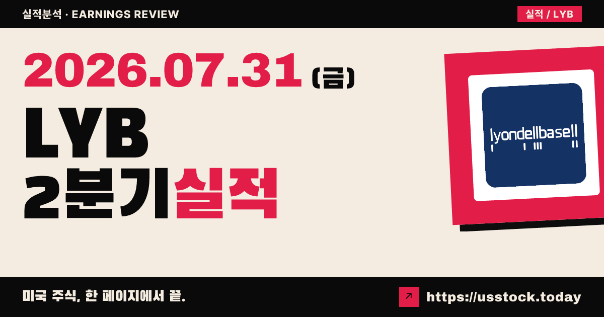 리온델바젤 인더스트리즈($LYB) 2026년 2분기 실적 분석 — 조정 주당순이익 대폭 상회·시간외 상승