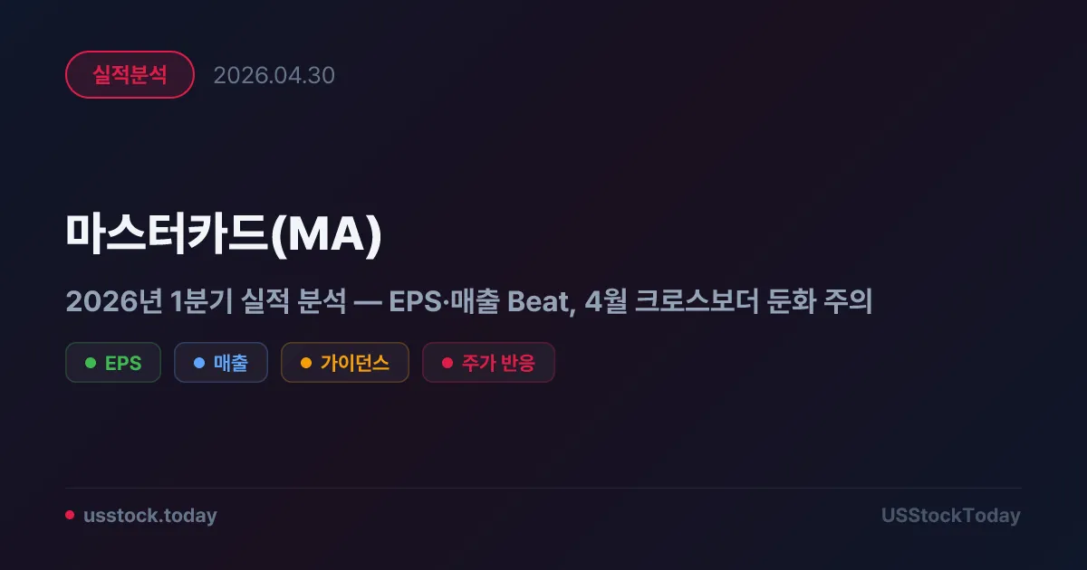 마스터카드(MA) 2026년 1분기 실적 분석 — EPS·매출 Beat, 4월 크로스보더 둔화 주의